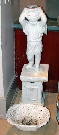 Lot image - White Painted Cast Metal Figural Garden Fountain