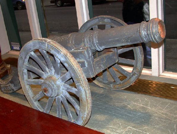 Lot image - Painted Metal Garden Cannon