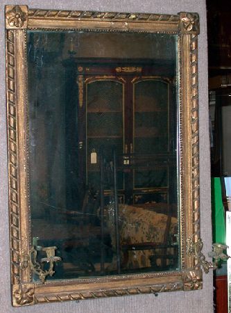 Lot image - Neoclassical Style Gilt-Wood Mirror with Candle Holders