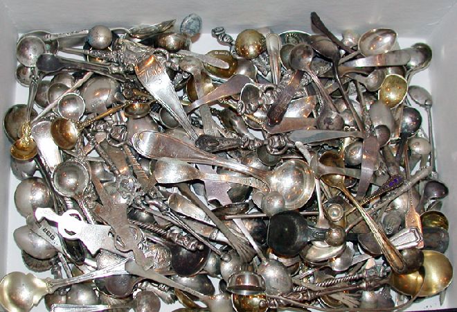 Lot image - Miscellaneous Group of Sterling Silver Salt Spoons