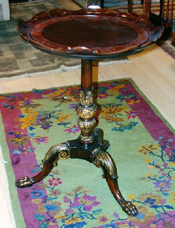 Lot image - Georgian Style Parcel Gilt and Inlaid Mahogany Tilt-Top Table