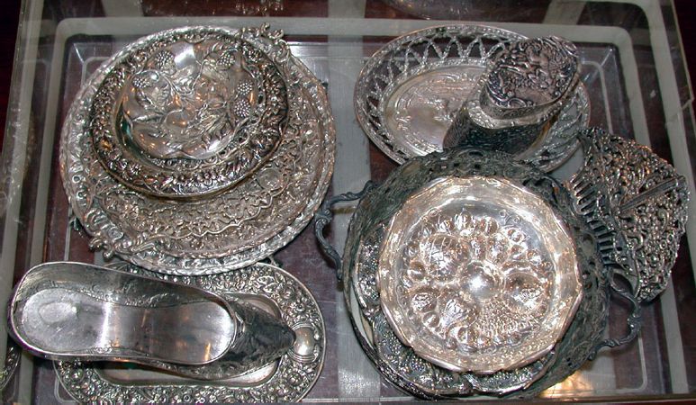Lot image - Miscellaneous Group of Repousse Sterling Silver and 800 Silver Articles