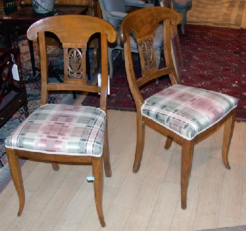 Lot image - Pair of Continental Neoclassical Style Birch Side Chairs