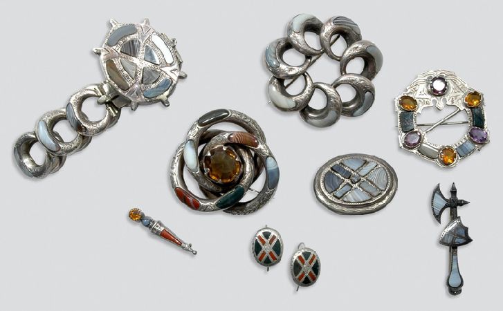 Lot image - Group of Antique Agate and Gem-Set Jewelry