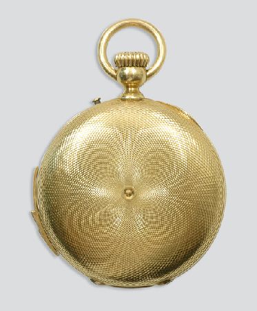 Lot image - Gold Hunting Cased Quarter Repeating Pocket Watch