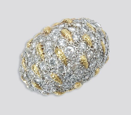 Lot image - Two-Color Gold and Diamond Bombe Ring