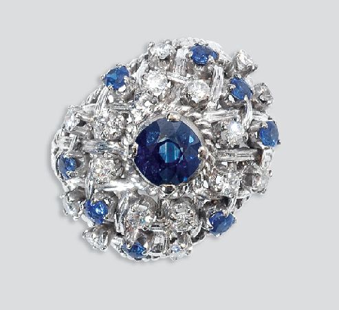 Lot image - Sapphire and Diamond Ring