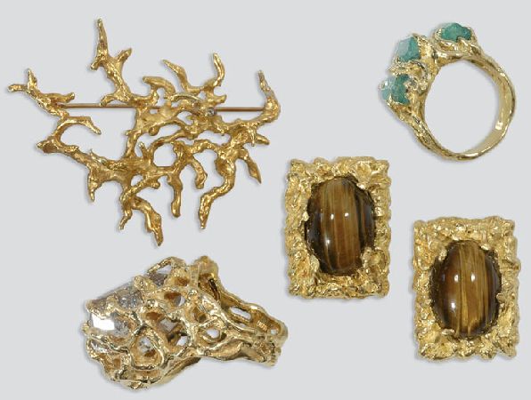 Lot image - Two Gold and Gem-Set Rings, Pair of Cufflinks and Pin