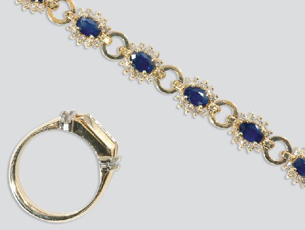 Lot image - Diamond and Sapphire Bracelet and Diamond Ring