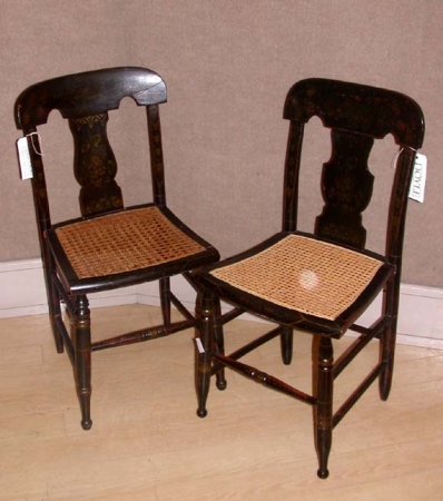 Lot image - Set of Eight American Painted and Stenciled Fancy Chairs