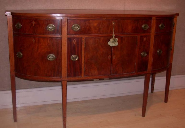 Lot image - Federal Inlaid Mahogany Bow Front Sideboard