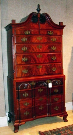 Lot image - Chippendale Style Mahogany Chest on Chest