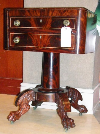 Lot image - Classical Brass Inlaid Mahogany Work Table