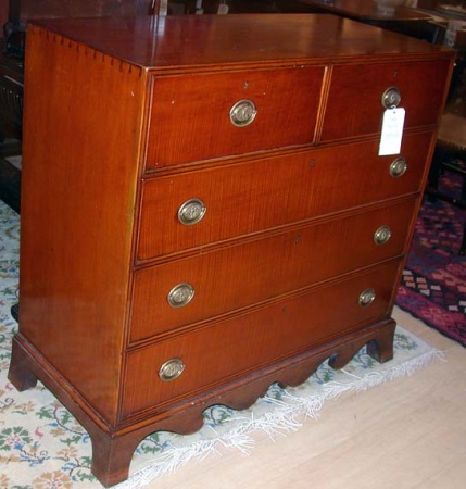 Lot image - Chippendale Style Figured Maple Chest of Drawers