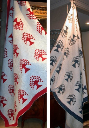 Lot image - Two American Pieced and Applique Cotton Quilts