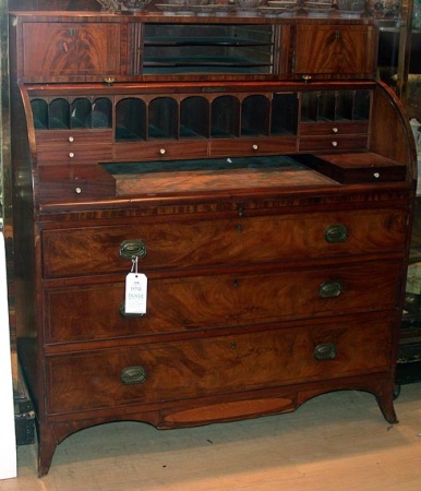 Lot image - Federal Inlaid Mahogany Cylinder Desk