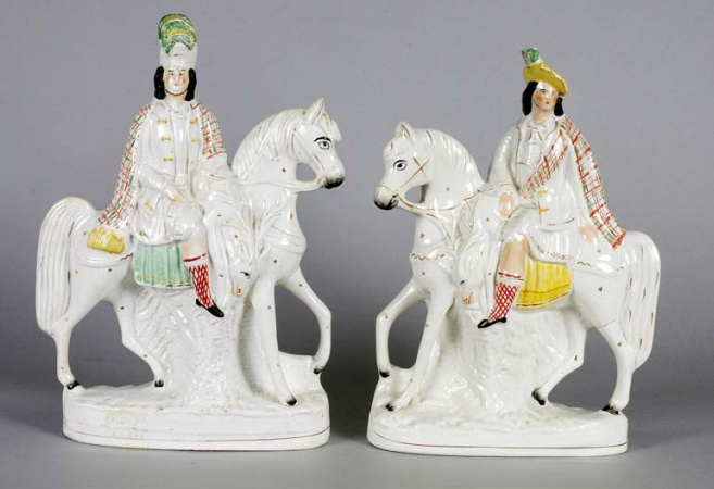 Lot image - Two Staffordshire Pottery Scottish Figures