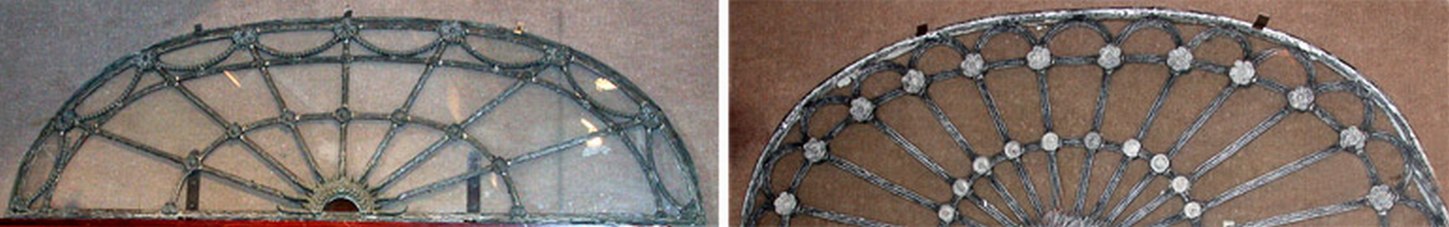 Lot image - Two Federal Style Leaded Glass Overdoor Windows