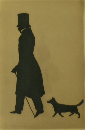 Lot image - Augustin Amant Constant Fidele Edouart French, 1789-1861 SILHOUETTE OF A GENTLEMAN AND HIS DOG