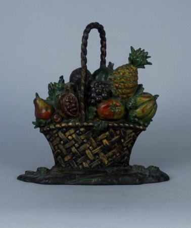 Lot image - Painted Cast Iron Fruit Basket Doorstop