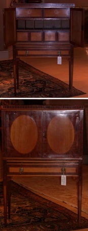 Lot image - Neoclassical Mahogany and Blondewood Cabinet on Stand