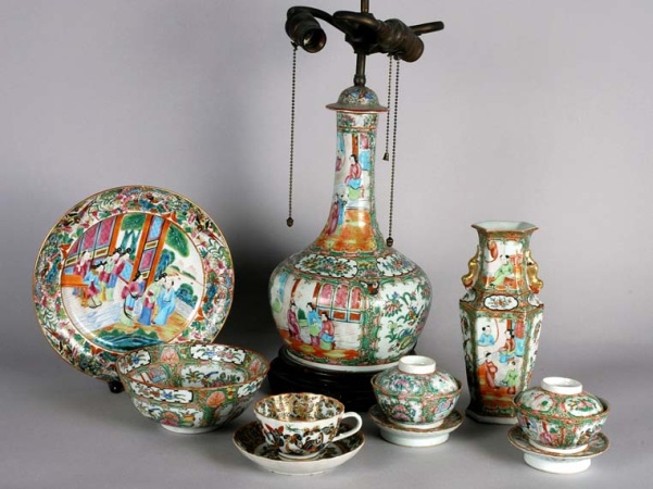 Lot image - Group of Canton Rose Medallion and Other Porcelain Articles