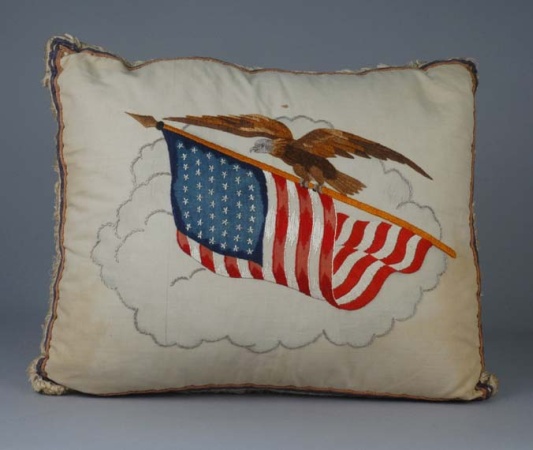 Lot image - Embroidered Fringed Pillow