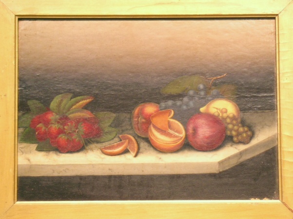 Lot image - American School 19th century FOLK ART STILL LIFES: A PAIR