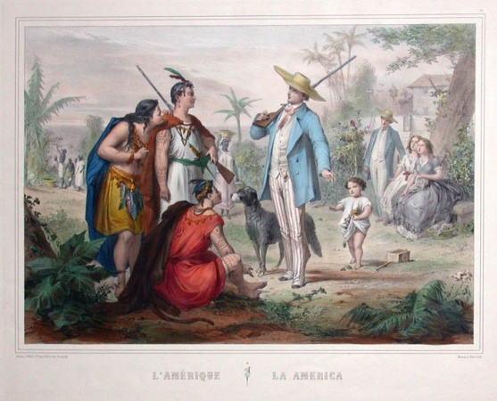 Lot image - After Andre Gill LAMERIQUE, LA AMERICA Hand-colored lithograph