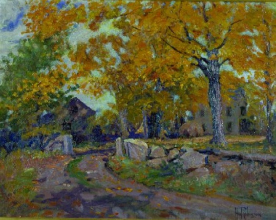 Lot image - Hal Robinson 1875-1933 OLD STONE WALL, AUTUMN