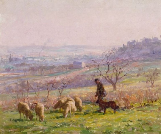 Lot image - Paul Alexandre Alfred Leroy French, 1860-1942 FARMER WITH HIS FLOCK OF SHEEP