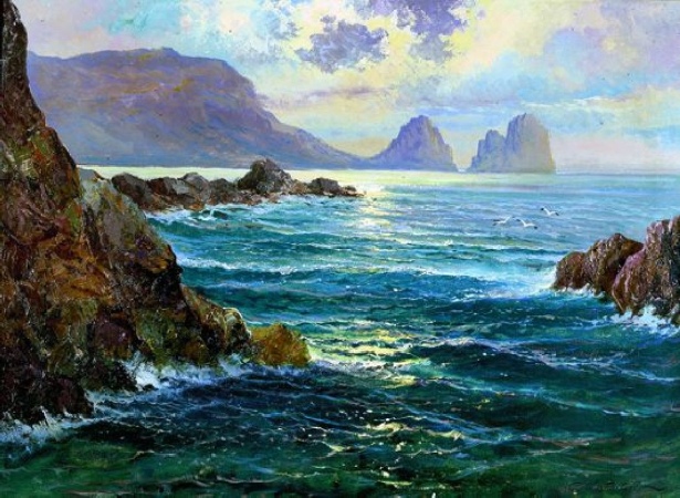 Lot image - Konstantin Aleksandrovich Westchilov Russian/American, 1877-1945 ROCKY SHORE