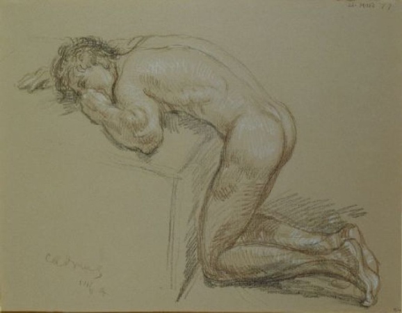 Lot image - Paul Cadmus American, 1904-1999 KNEELING MALE NUDE