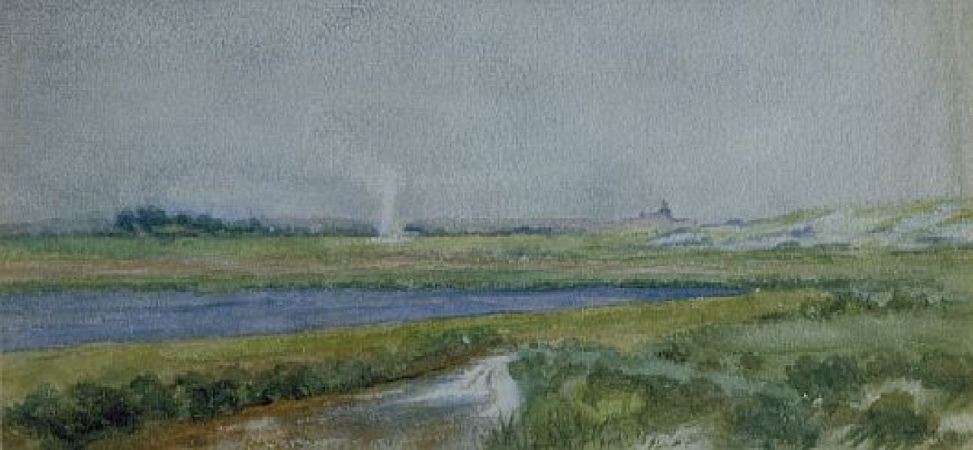 Lot image - Peter Moran 1841-1914 LAUSAM GEYSER, YELLOWSTONE