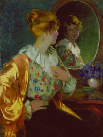 Lot image - Lajos (Louis) Jambor Hungarian, 1884-1955 WOMAN BEFORE A MIRROR