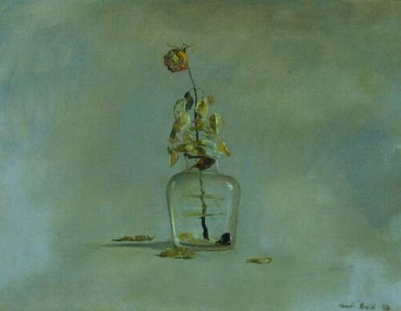 Lot image - Claudio Bonichi Italian, b.1943 ROSE IN A GLASS BOTTLE
