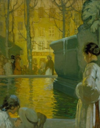 Lot image - Jean MacLane (McLane) 1878-1964 LION FOUNTAIN IN A PARIS SQUARE (SPOT OF SUNLIGHT)