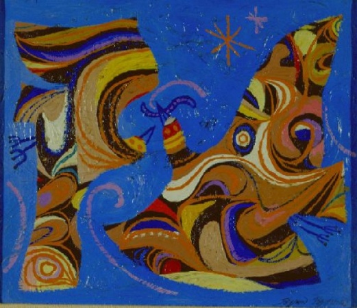 Lot image - Byron Browne American, 1907-1961 TWO BIRDS, 1947