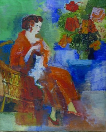 Lot image - Jean Dufy French, 1888-1964 FEMME ASSISE AU CHAT BLANC, PORTRAIT DE MADAME DUFY