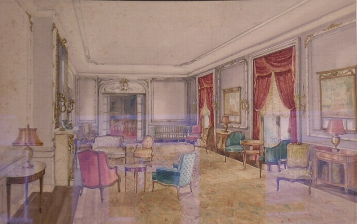 Lot image - American School Early 20th century MAIN LOUNGE - THE DEMOCRATIC CLUB OF AMERICA
