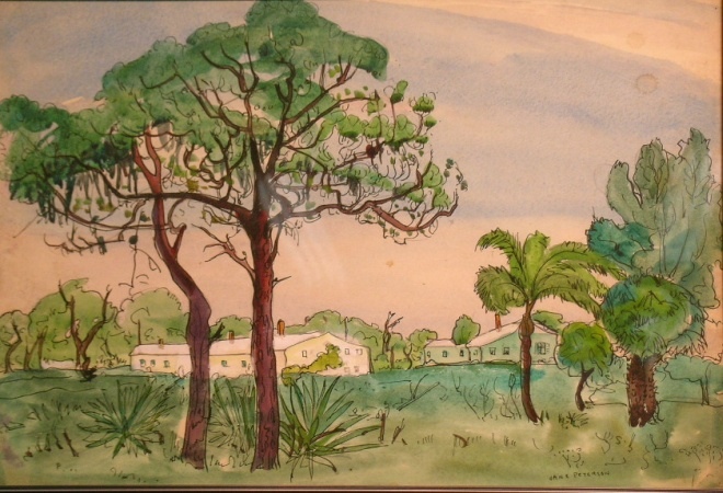 Lot image - Jane Peterson American, 1876-1965 SAILBOATS ON A FLORIDA WATERWAY and HOUSES AMONG PALMS, FLORIDA: TWO