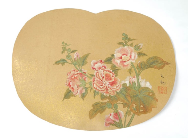 Lot image - Group of Seven Chinese Fan Paintings; Together with a Japanese Print Depicting an Actor and a Print Depicting Birds Perched on Bamboo