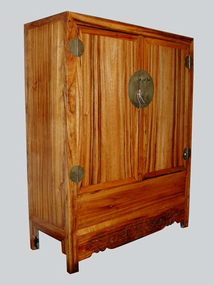 Lot image - Chinese Elm Corner Cabinet
