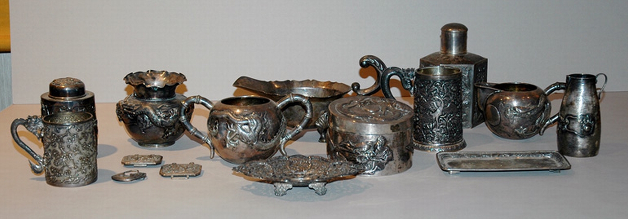 Lot image - Group of Fourteen Chinese Silver Articles