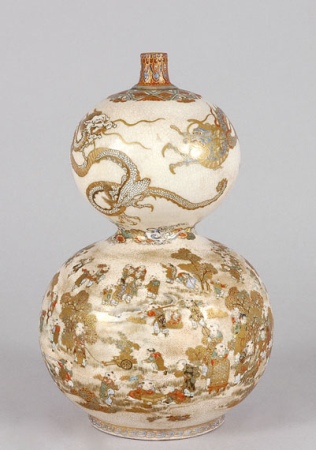 Lot image - Japanese Satsuma Double-Gourd Vase