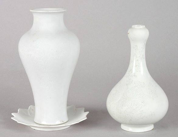 Lot image - Group of Three Chinese White Glazed Porcelain Articles