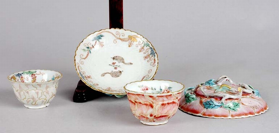 Lot image - Two Chinese Export Famille Rose Porcelain Cups and Saucers