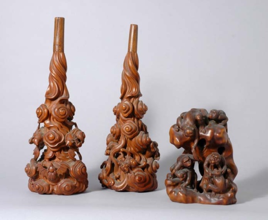 Lot image - Group of Three Chinese and Japanese Boxwood Carvings