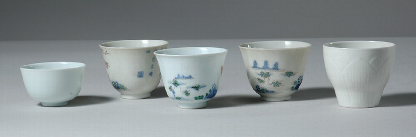 Lot image - Group of Five Chinese Enamel Porcelain Cups