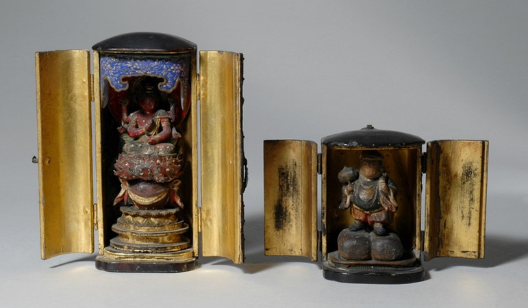 Lot image - Two Japanese Traveling Lacquer Shrines